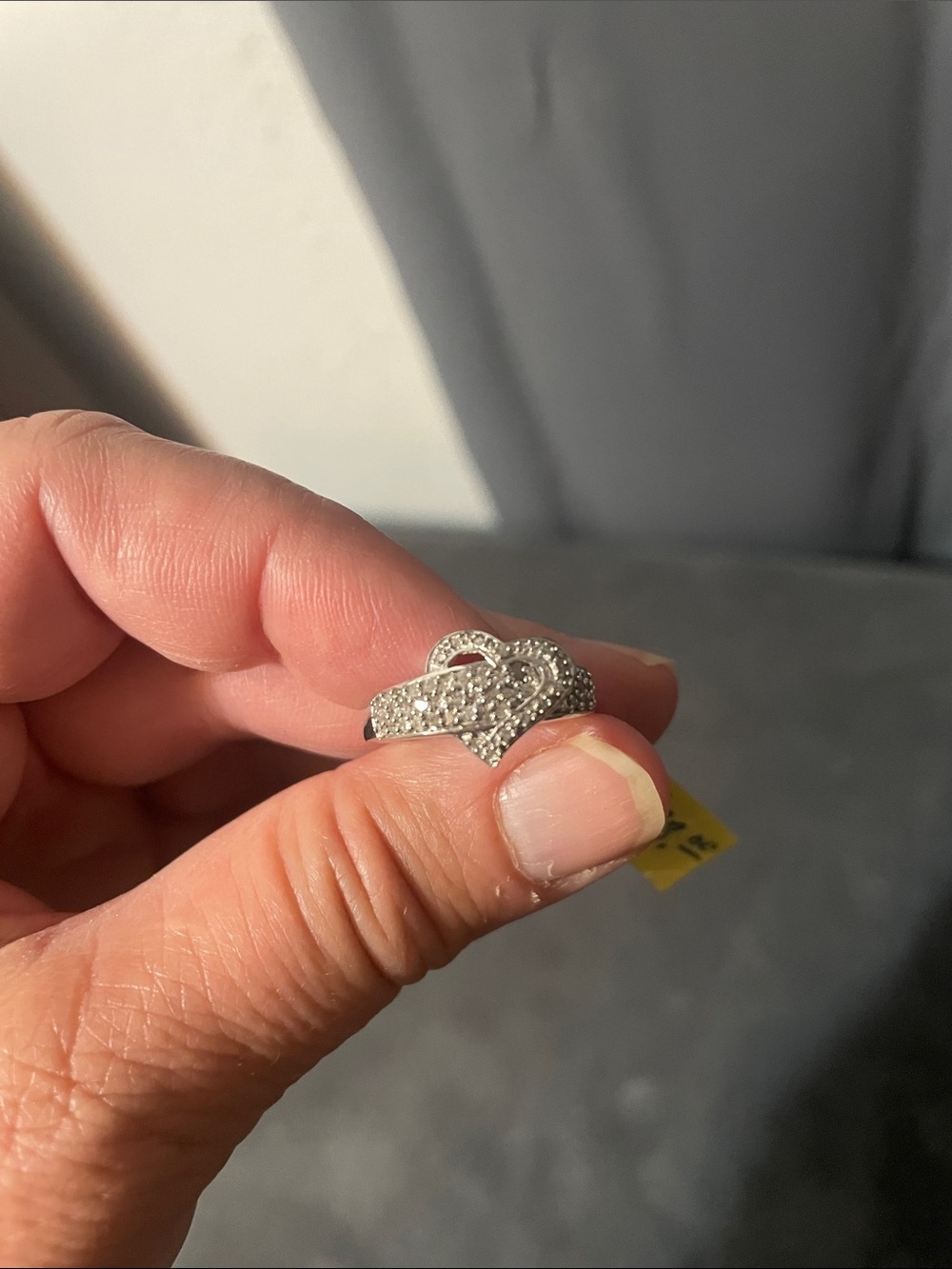 Silver Heart Pavé Ring - Sparkling Silver Heart Band
